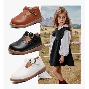 DADAWEN Brown T-Strap Buckle Classic Mahoes‎ Shoes Size 5 M Toddler